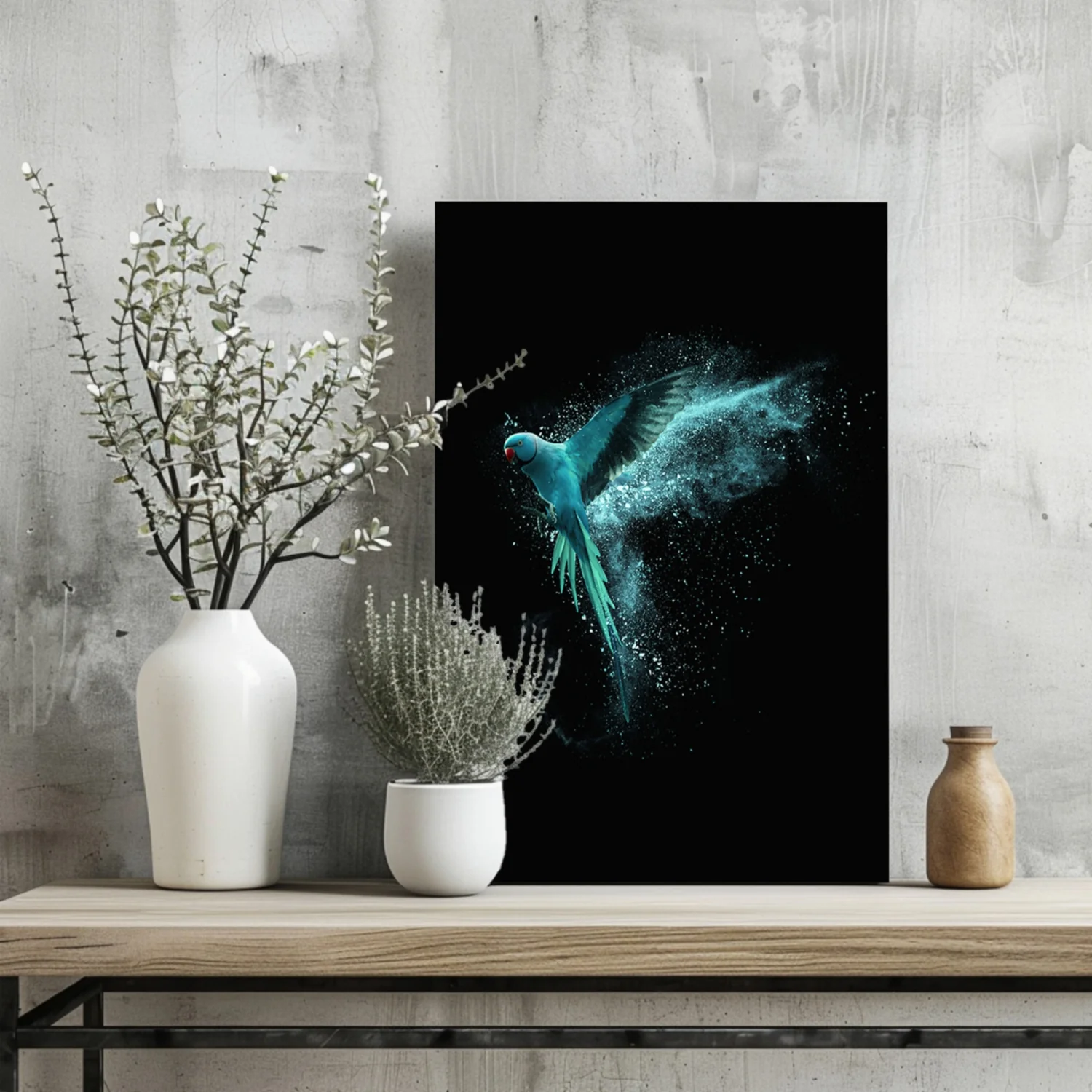 Teal Parrot Aluminum Print - Image 2