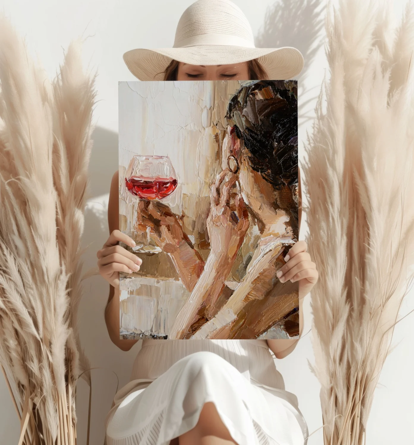 Woman Holding Wine Aluminum Print - Image 4