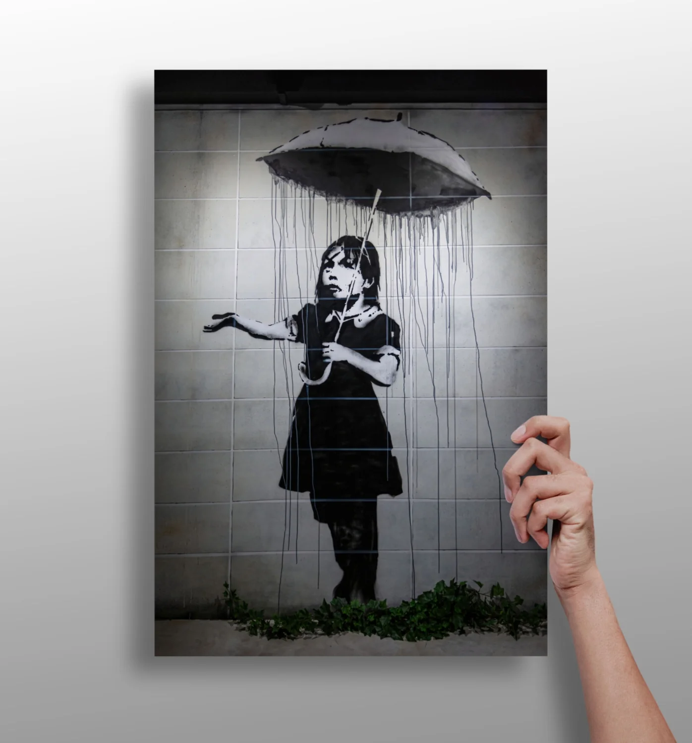 Banksy Style Rain Aluminum Print