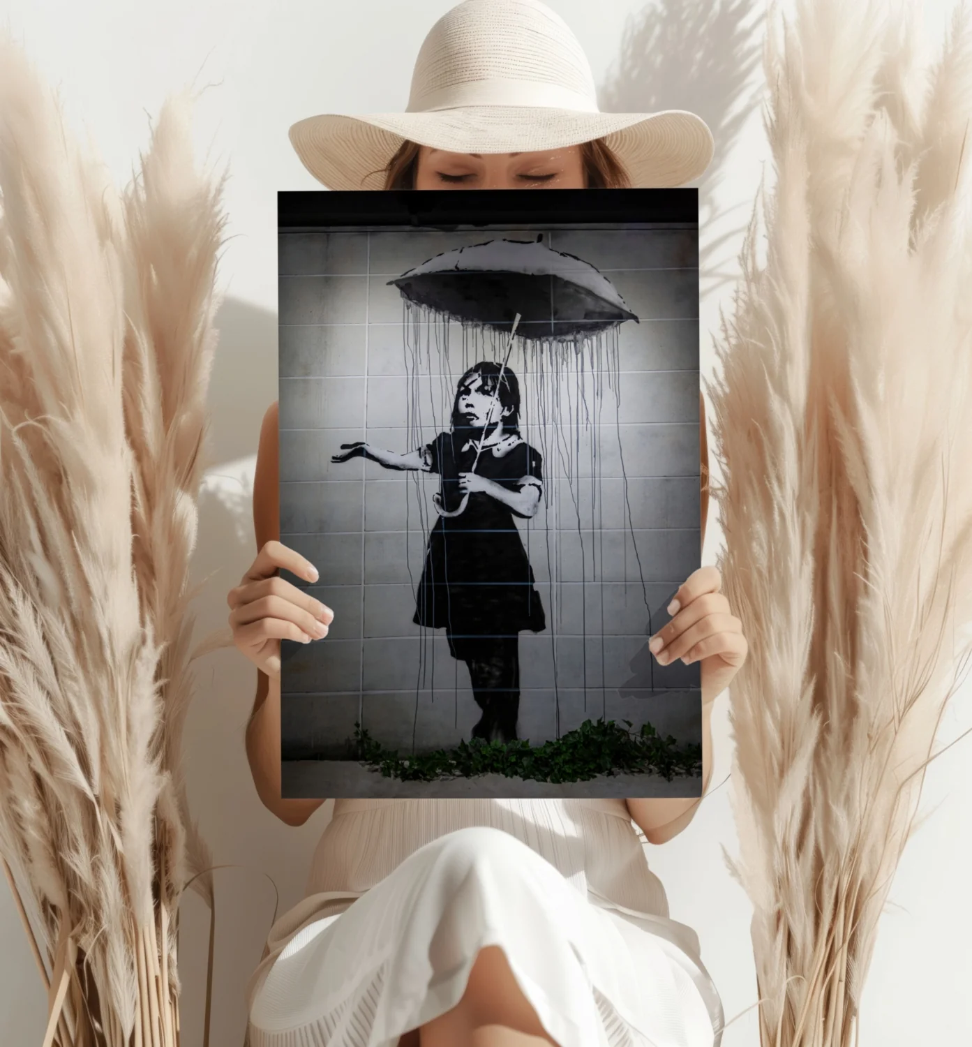 Banksy Style Rain Aluminum Print - Image 4