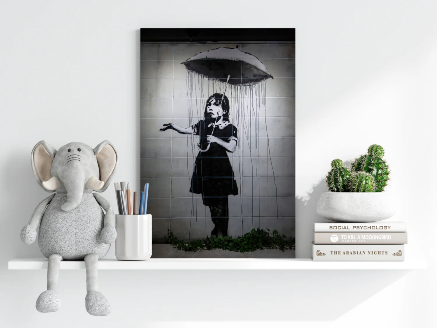 Banksy Style Rain Aluminum Print - Image 6