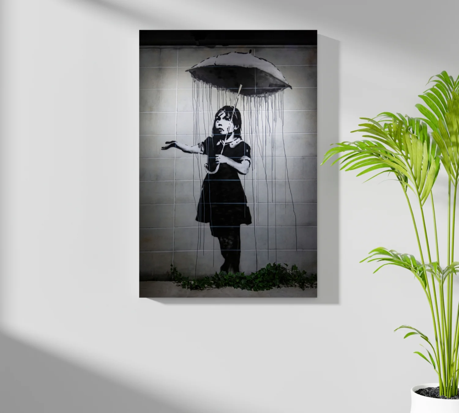 Banksy Style Rain Aluminum Print - Image 7