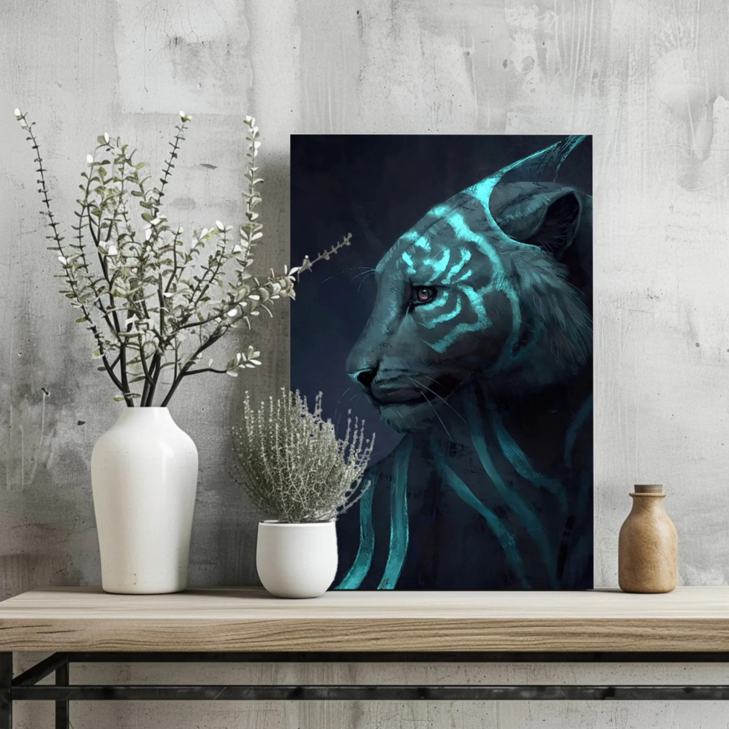 Futuristic Tiger Aluminum Print - Image 2
