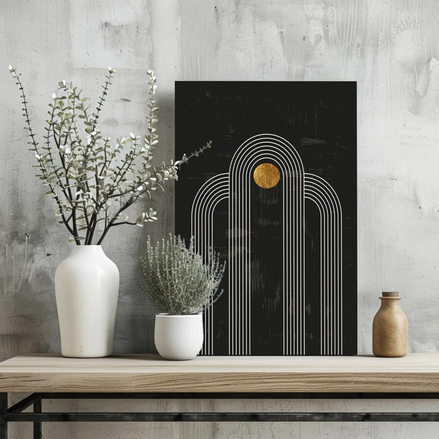 Abstract Line Art Dots and Lines Aluminum Print - Image 2