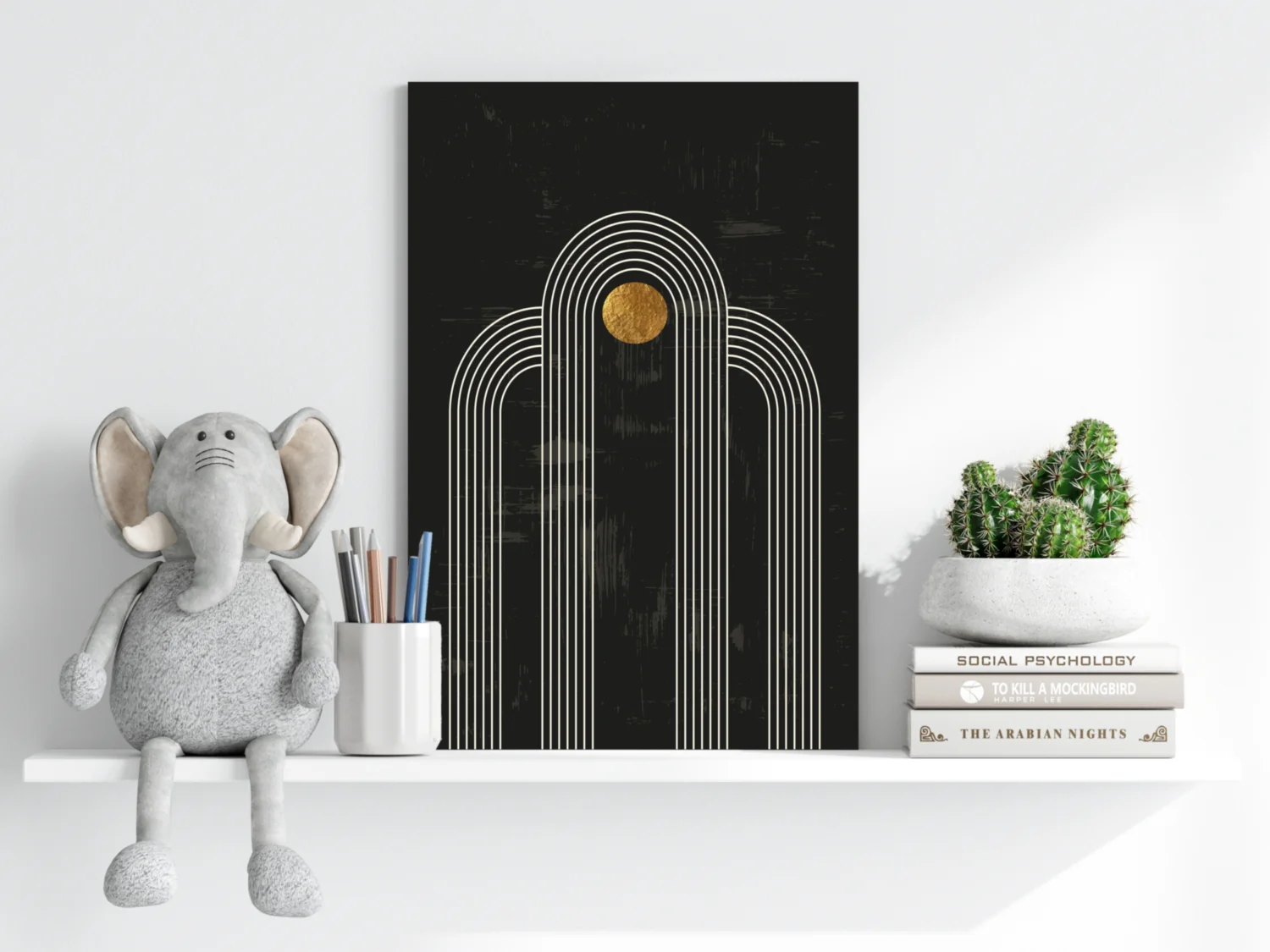 Abstract Line Art Dots and Lines Aluminum Print - Image 6