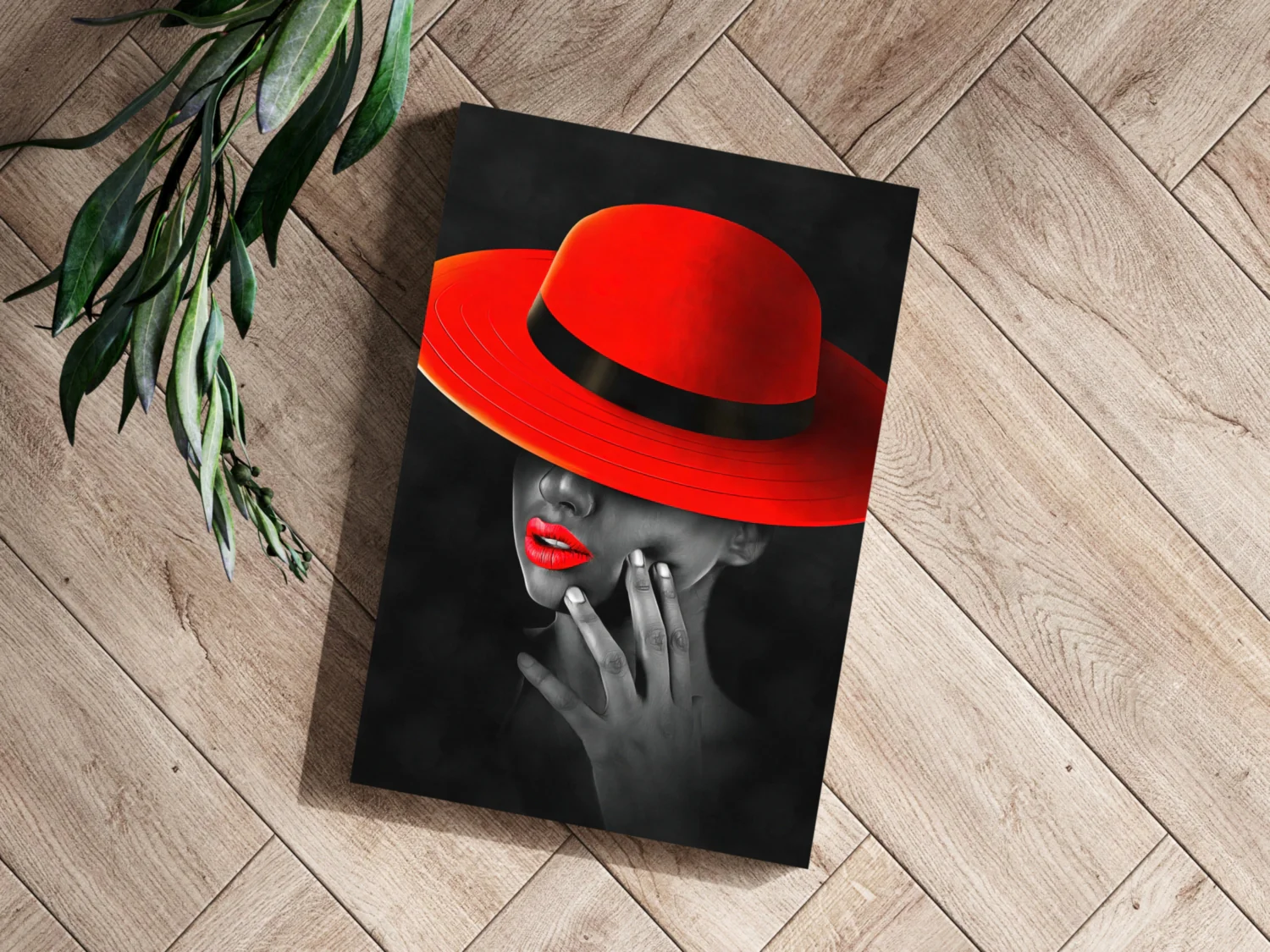 Woman with Red Hat Aluminum Print - Image 3