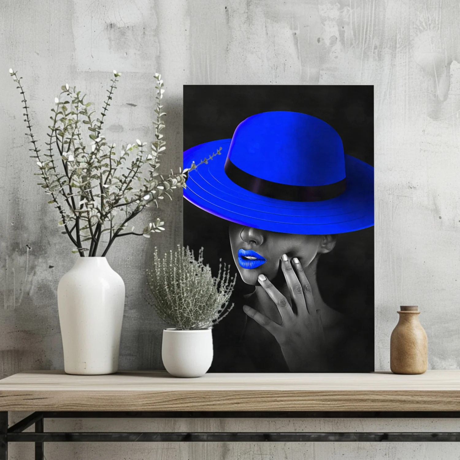 Woman with Blue Hat Aluminum Print - Image 2