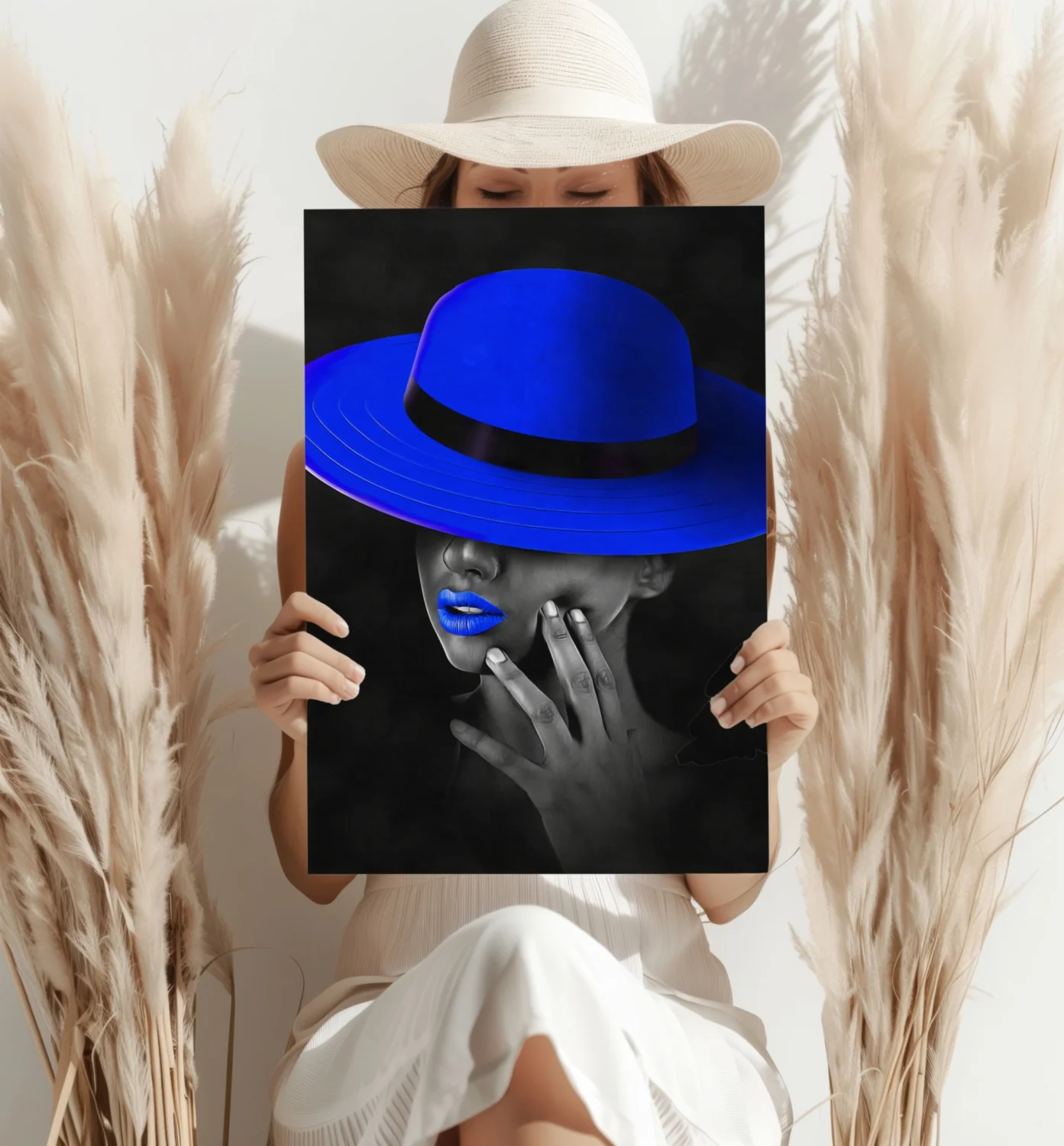 Woman with Blue Hat Aluminum Print - Image 4