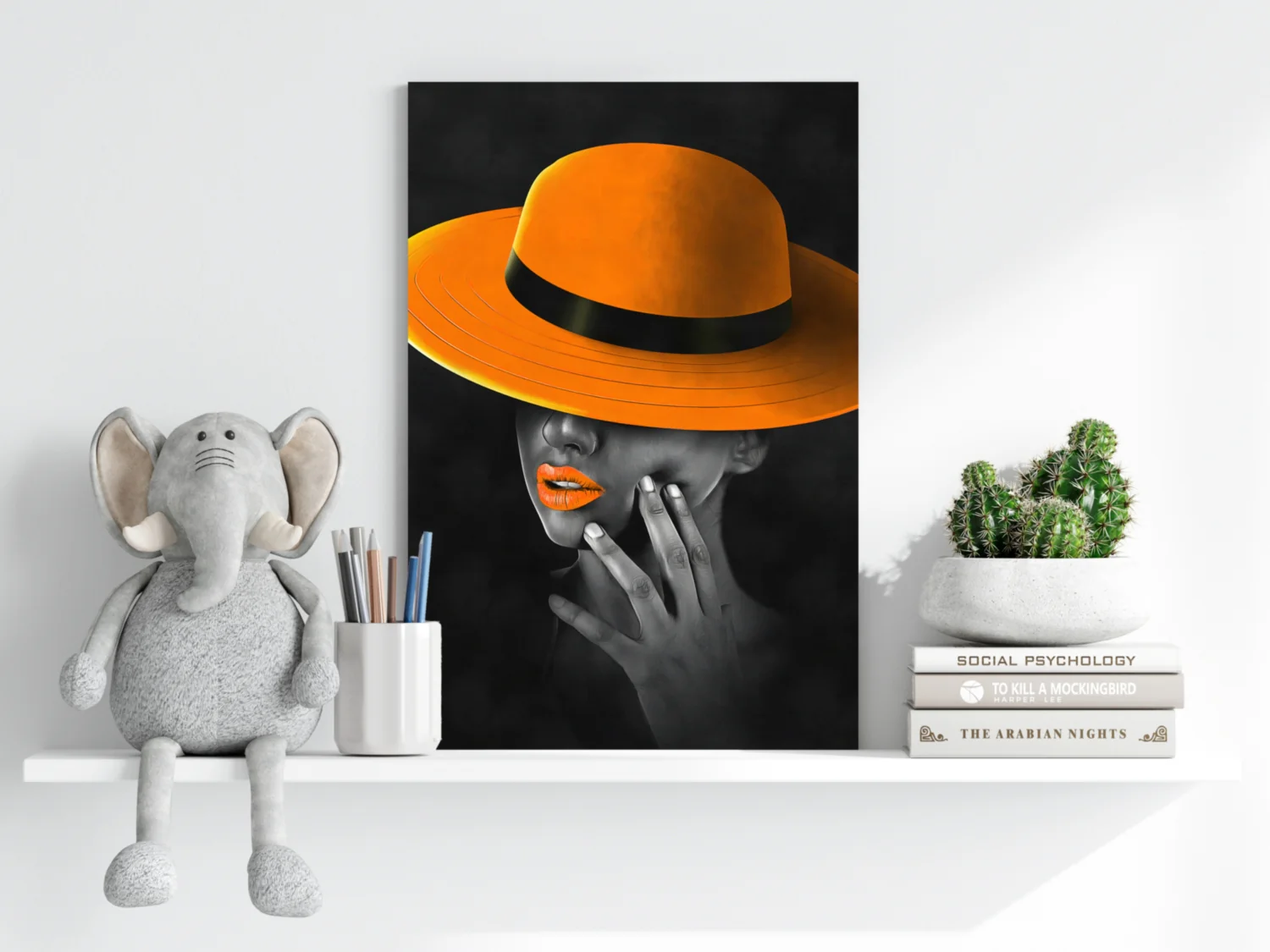 Woman with Orange Hat Aluminum Print - Image 6
