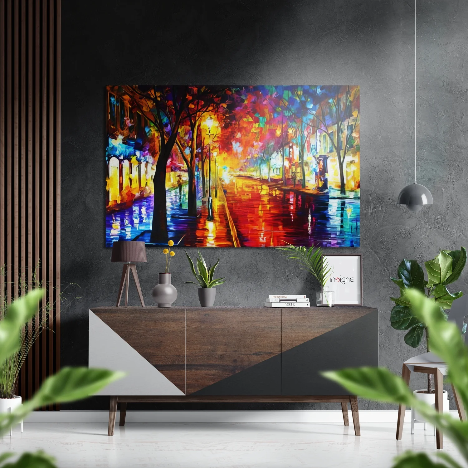 Lighted Street Brushed Aluminium Dibond Wall Art
