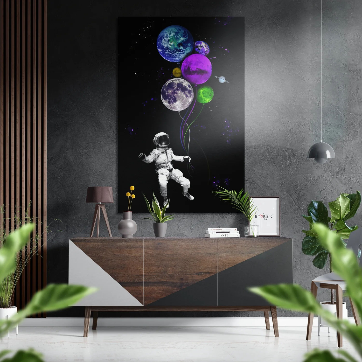 Astronaut's Balloons Brushed Aluminium Dibond Wall Art
