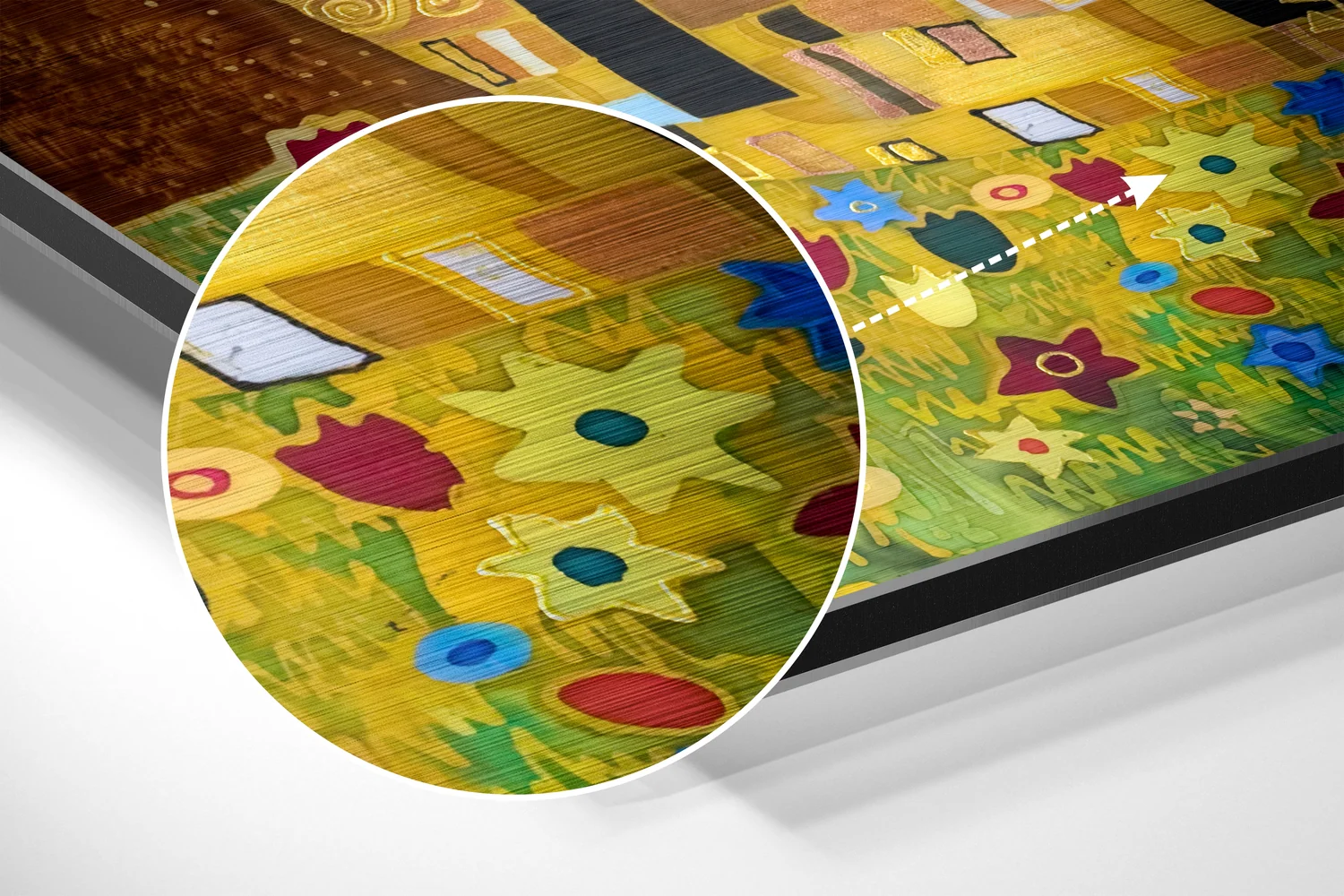 Klimt's Kiss Brushed Aluminium Dibond Wall Art - Image 3