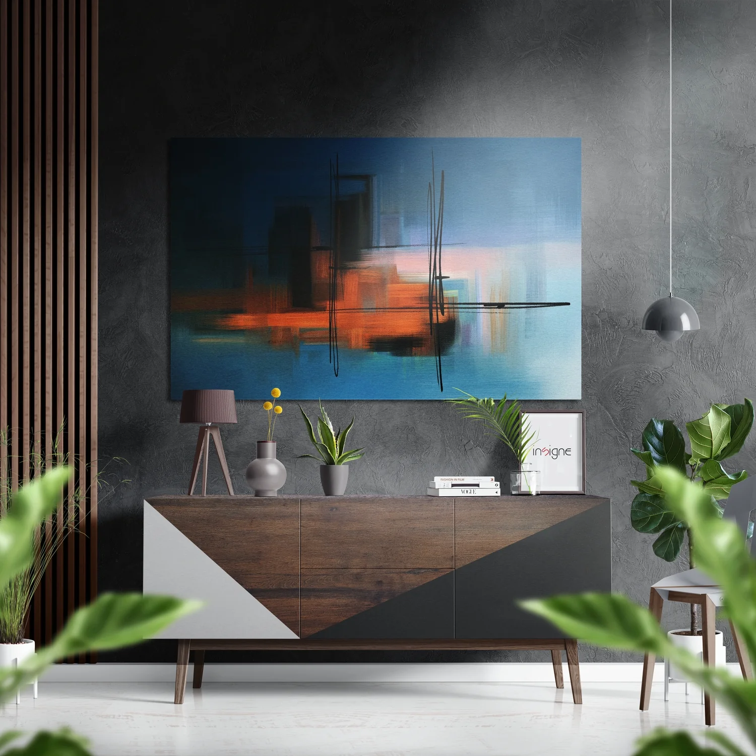 Abstract Silhouette Brushed Aluminium Dibond Wall Art