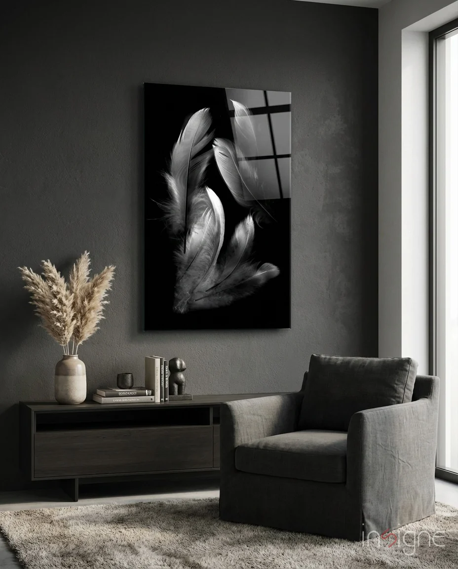 Feather Glass Wall Art