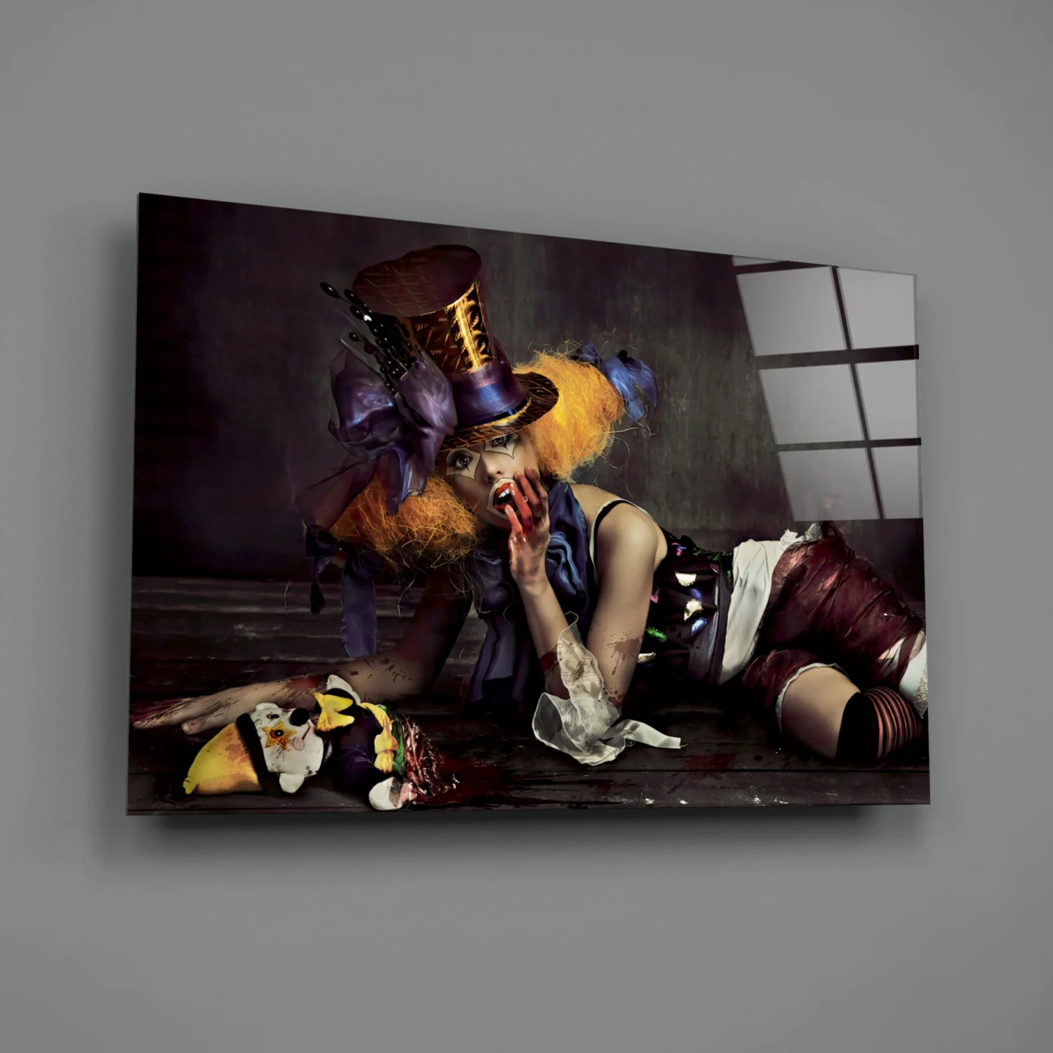 Female Clown Glass Wall Art - Image 3