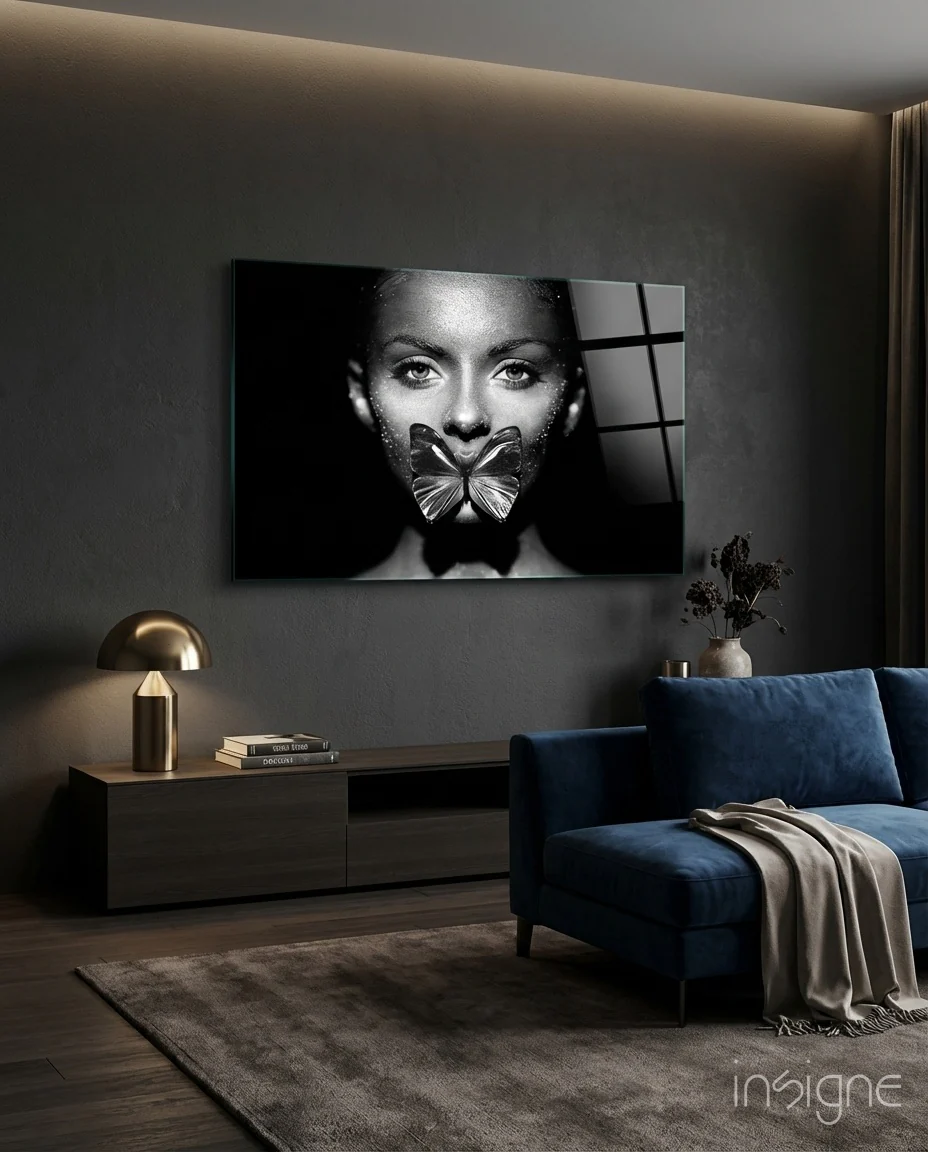 Butterfly Woman Glass Wall Art