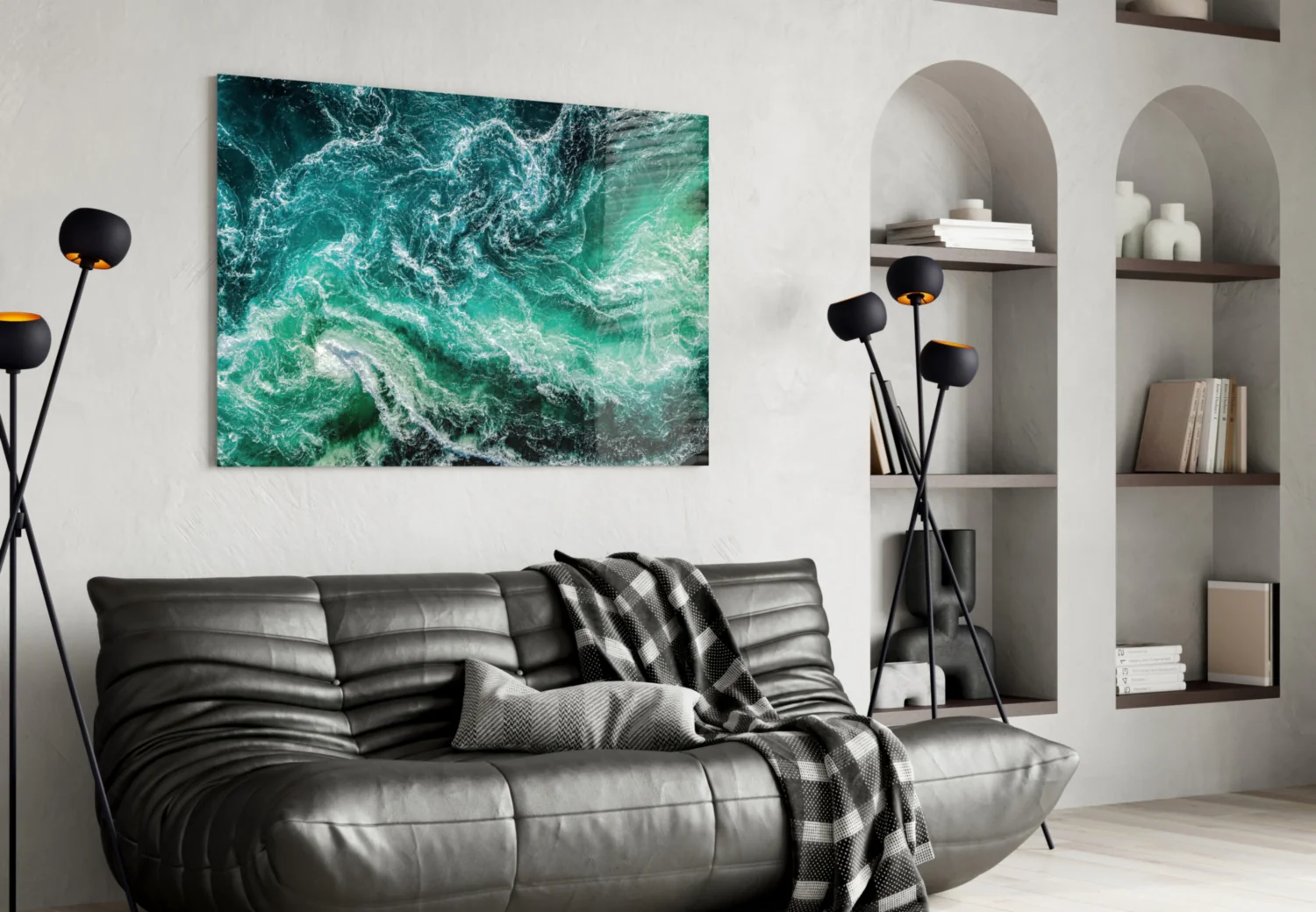 Green Waves Glass Wall Art - Image 5