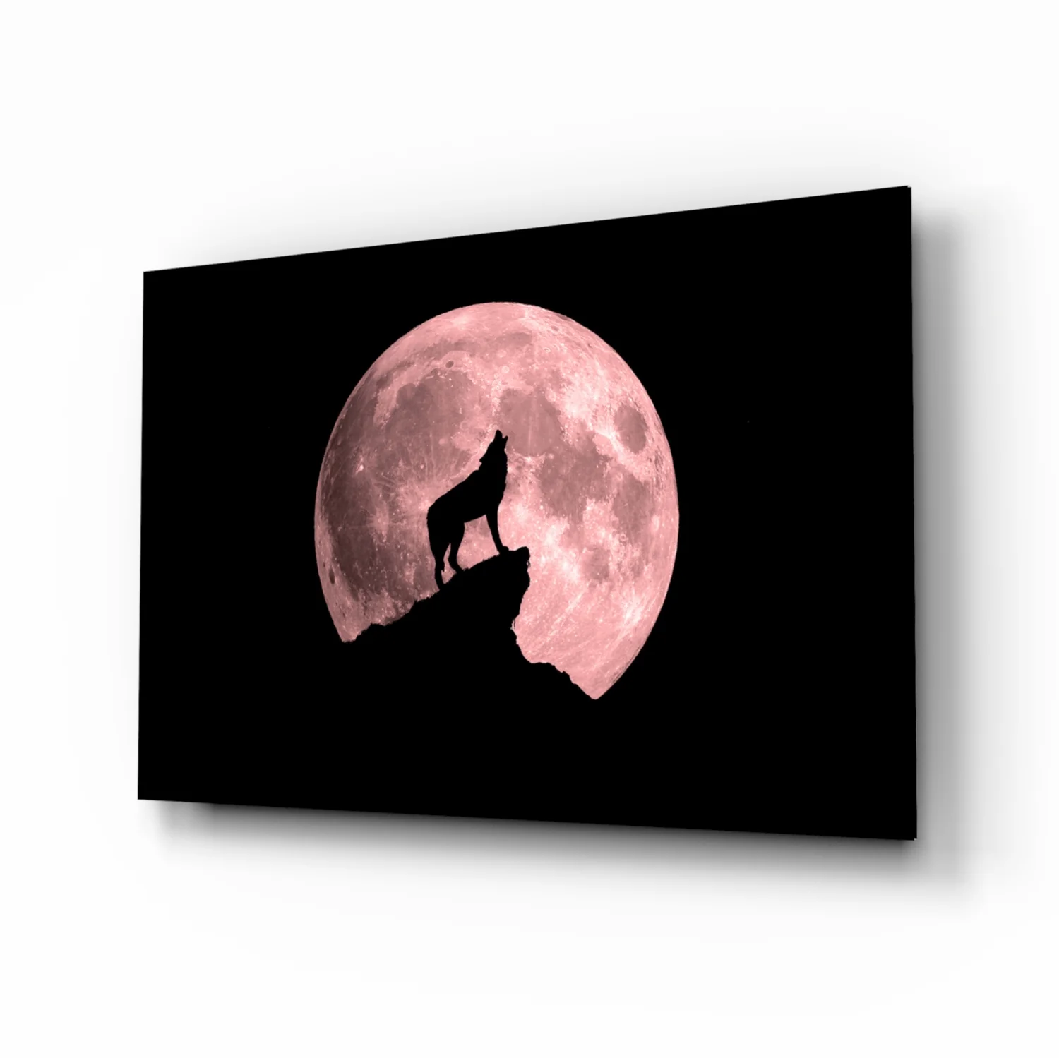 Wolf And Full Moon Glass Wall Art - Image 2