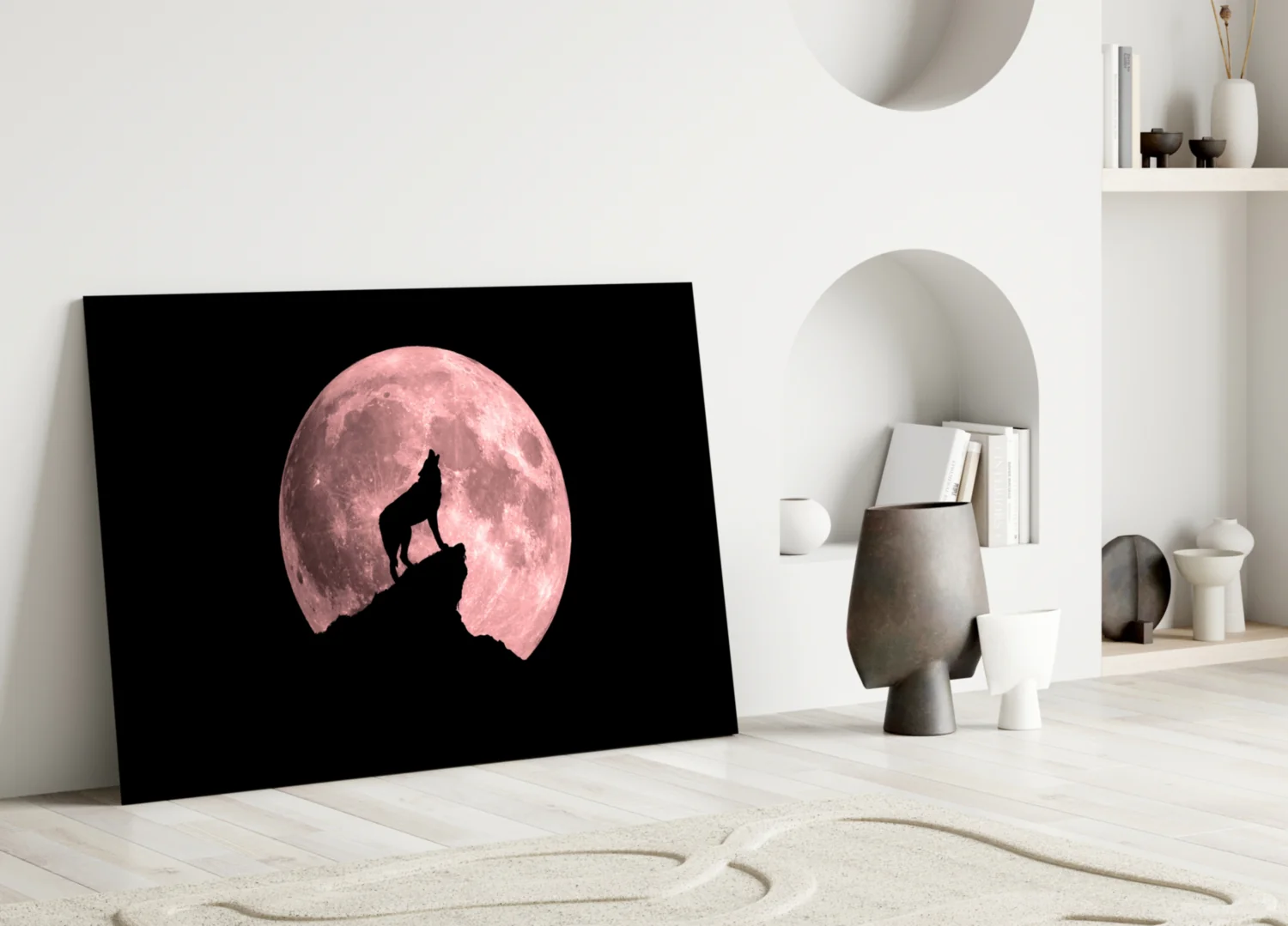 Wolf And Full Moon Glass Wall Art - Image 4