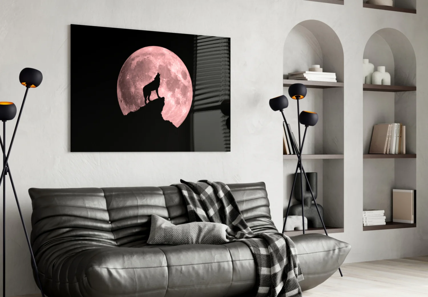 Wolf And Full Moon Glass Wall Art - Image 5