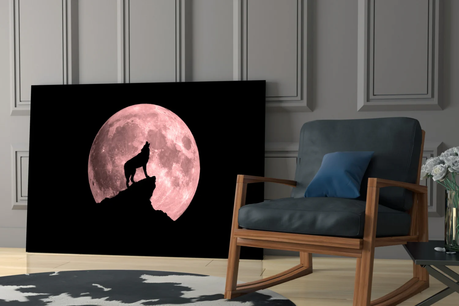 Wolf And Full Moon Glass Wall Art - Image 7