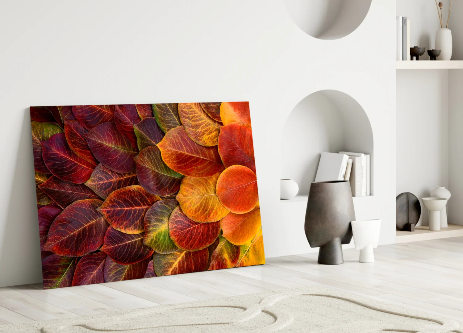 Orange Leaves Glass Wall Art - Image 4