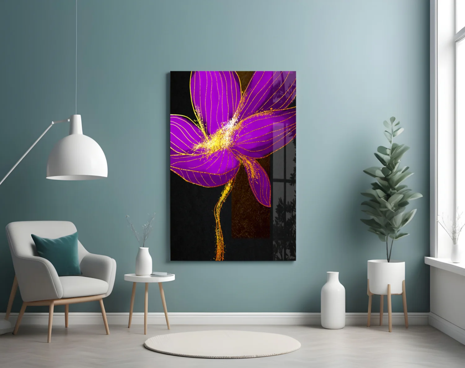 Purple Flower Glass Wall Art - Image 5