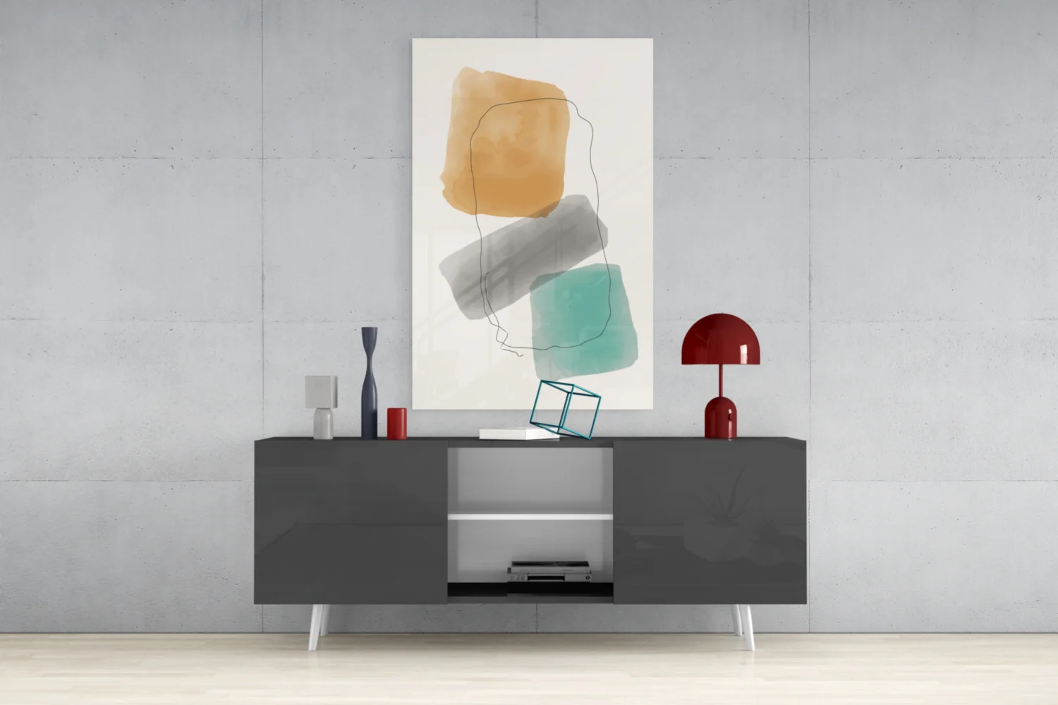 Abstract Shapes Glass Wall Art - Image 9