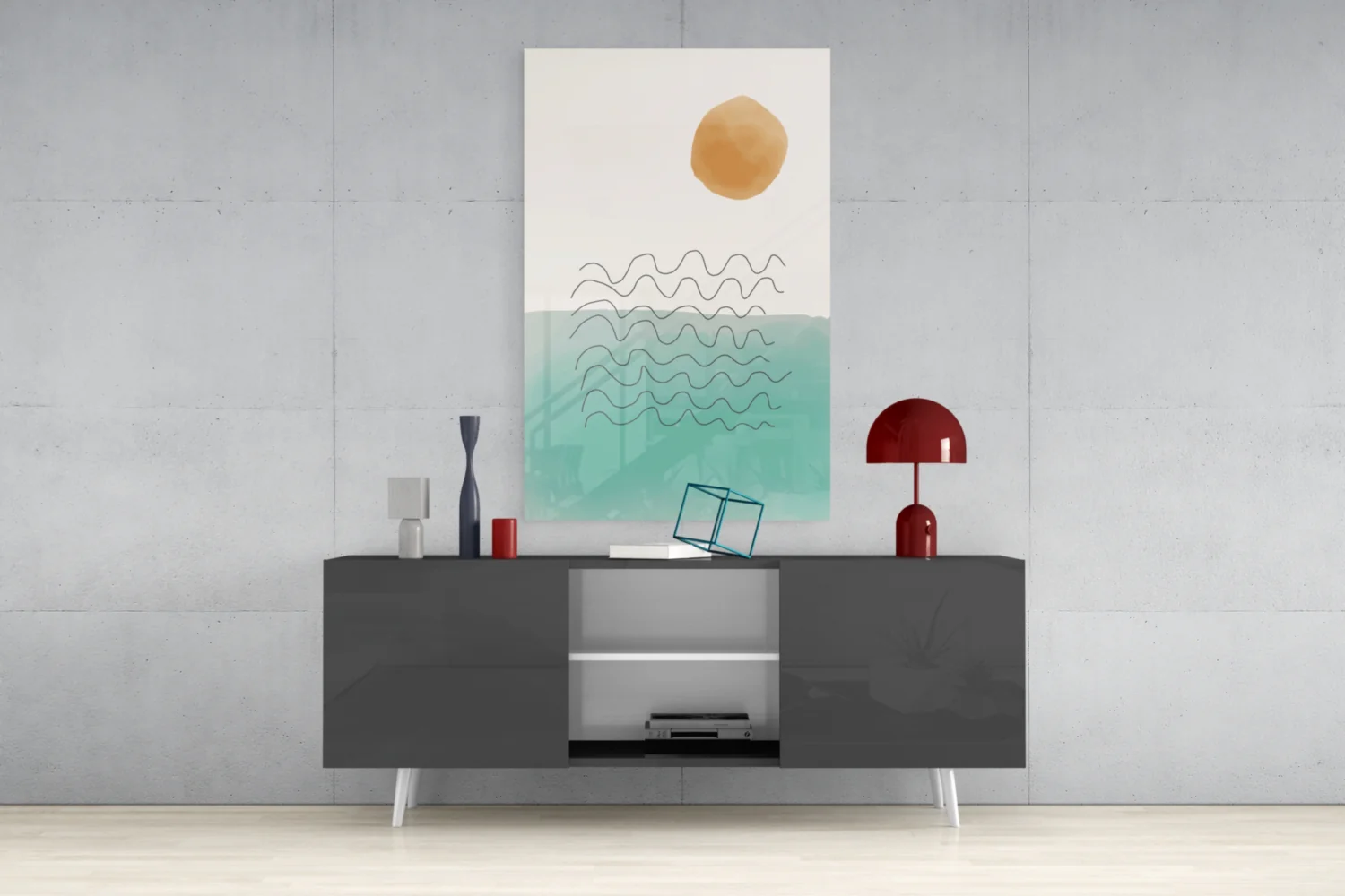 Abstract Shapes Glass Wall Art - Image 9