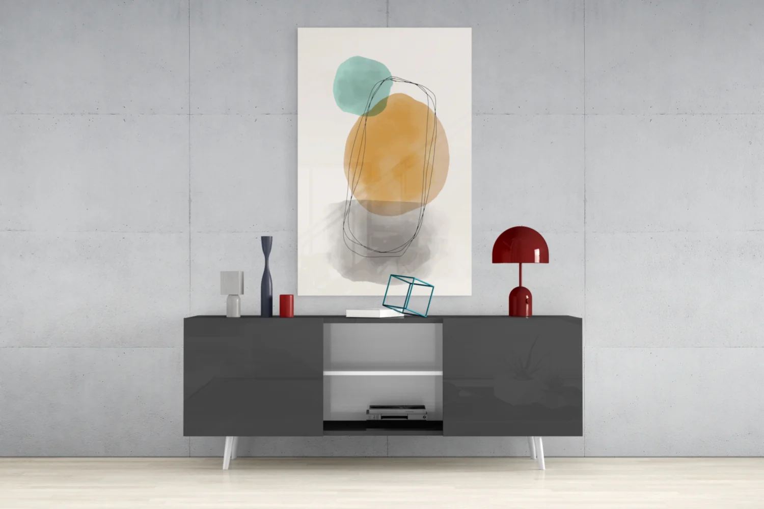 Abstract Shapes Glass Wall Art - Image 9