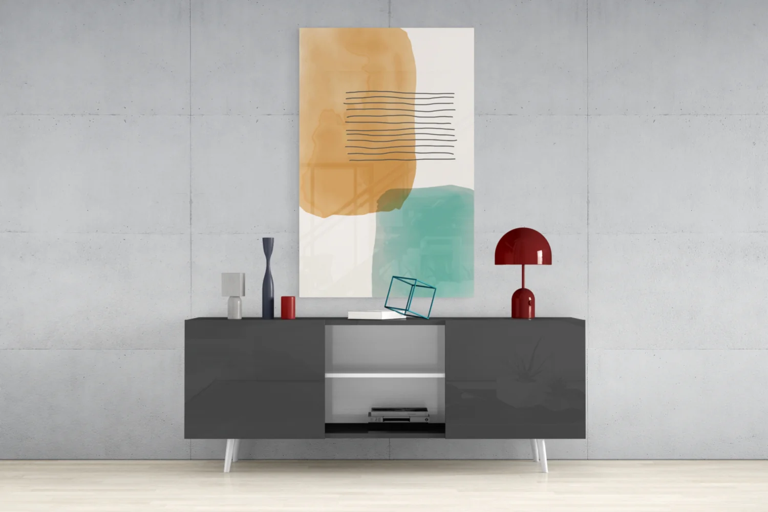 Abstract Shapes Glass Wall Art - Image 9