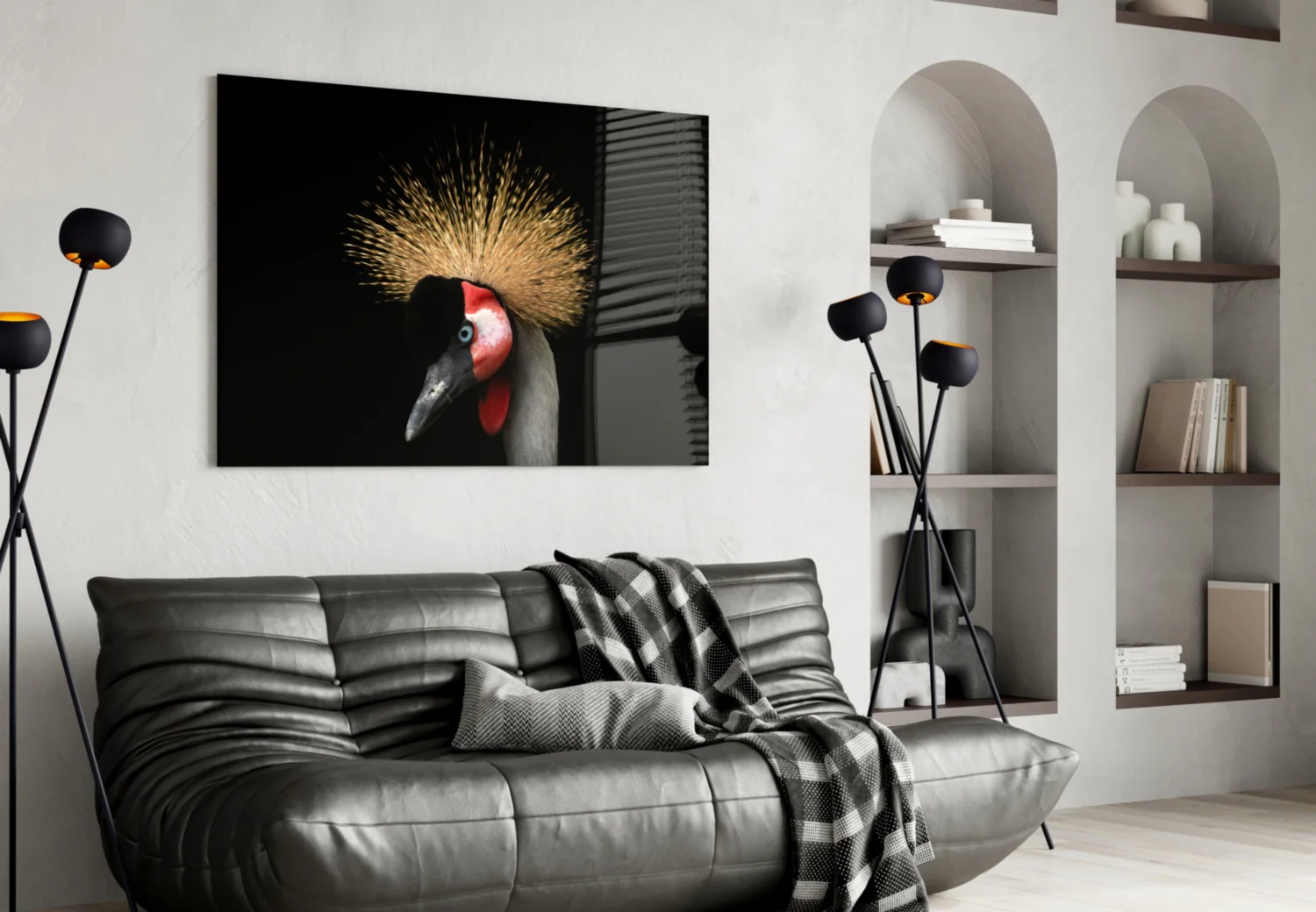 Crane Bird Glass Wall Art - Image 5