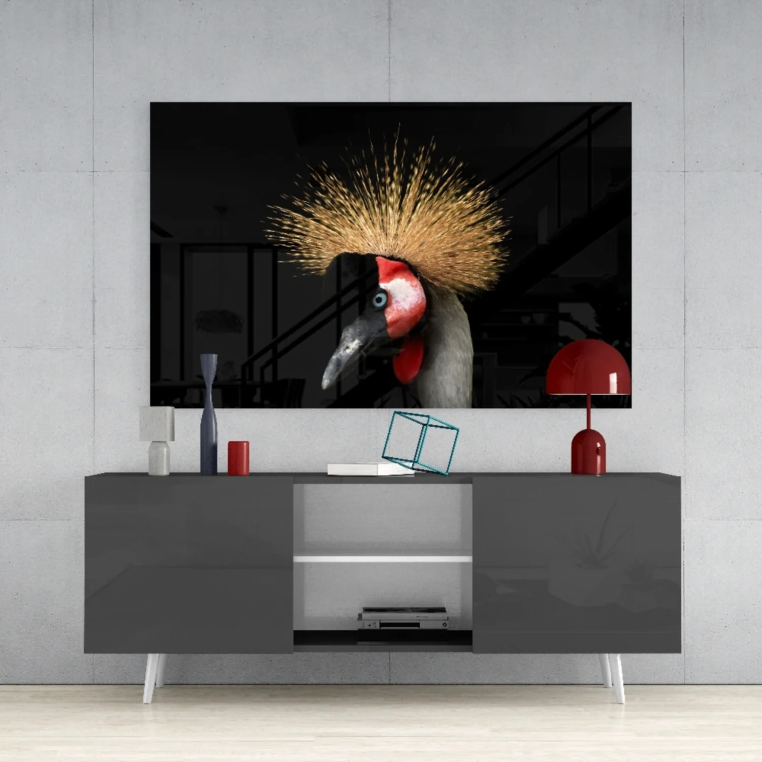 Crane Bird Glass Wall Art - Image 9