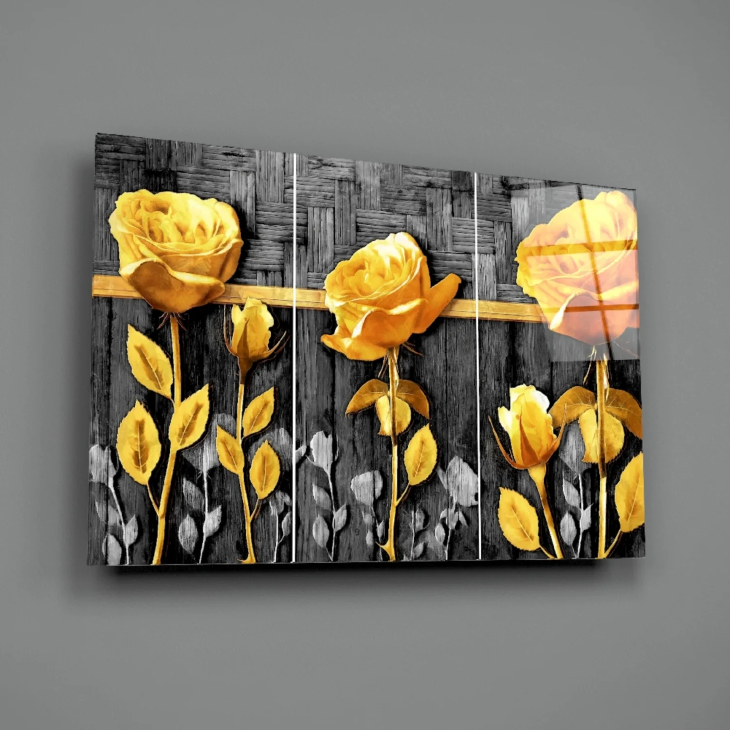 Yellow Rose Glass Wall Art - Image 3