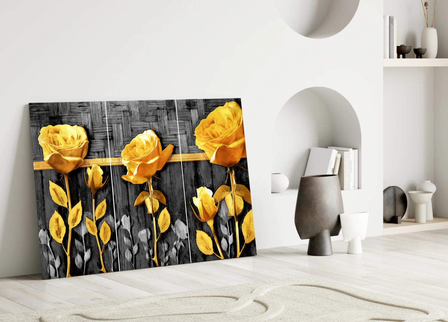 Yellow Rose Glass Wall Art - Image 4