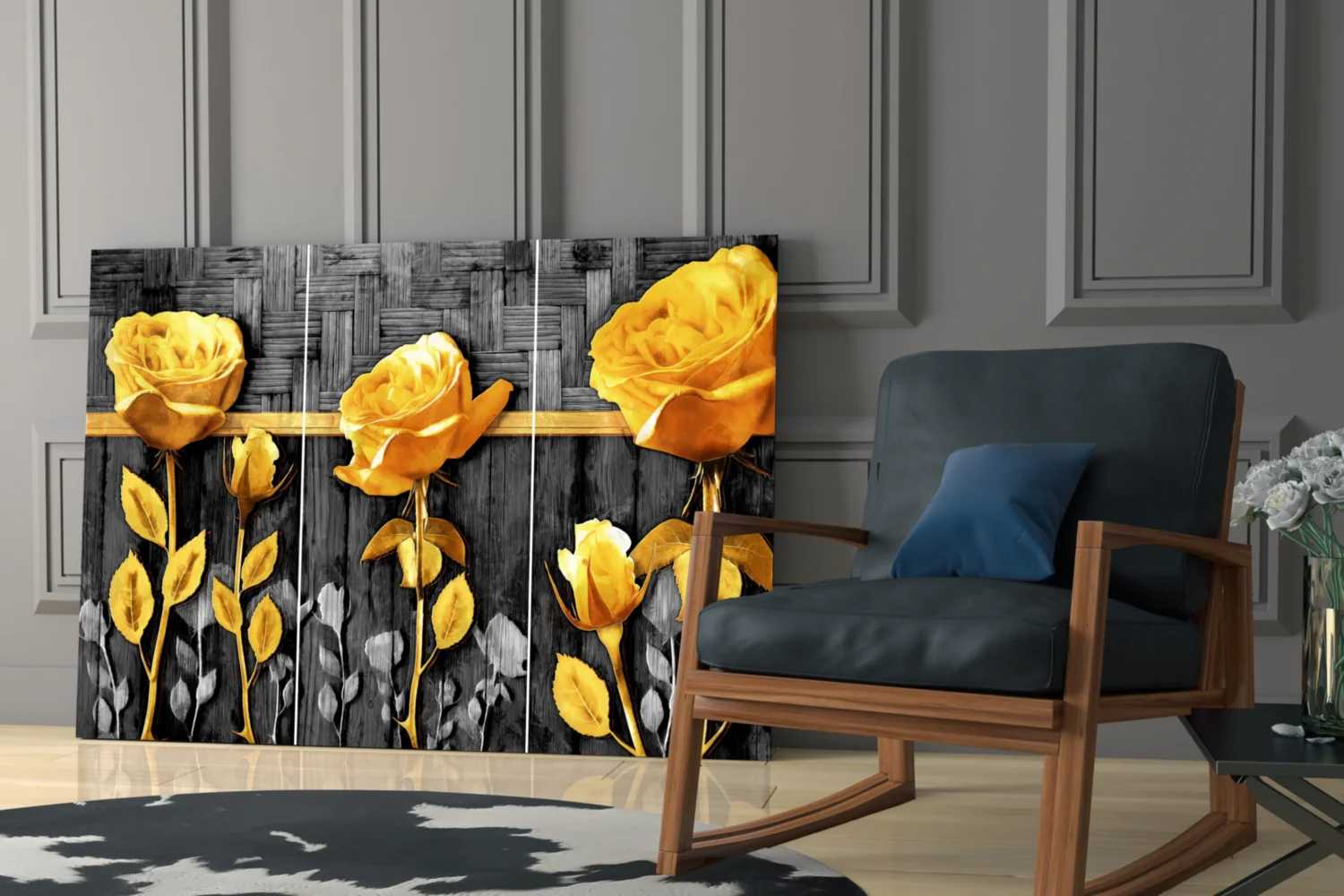 Yellow Rose Glass Wall Art - Image 7