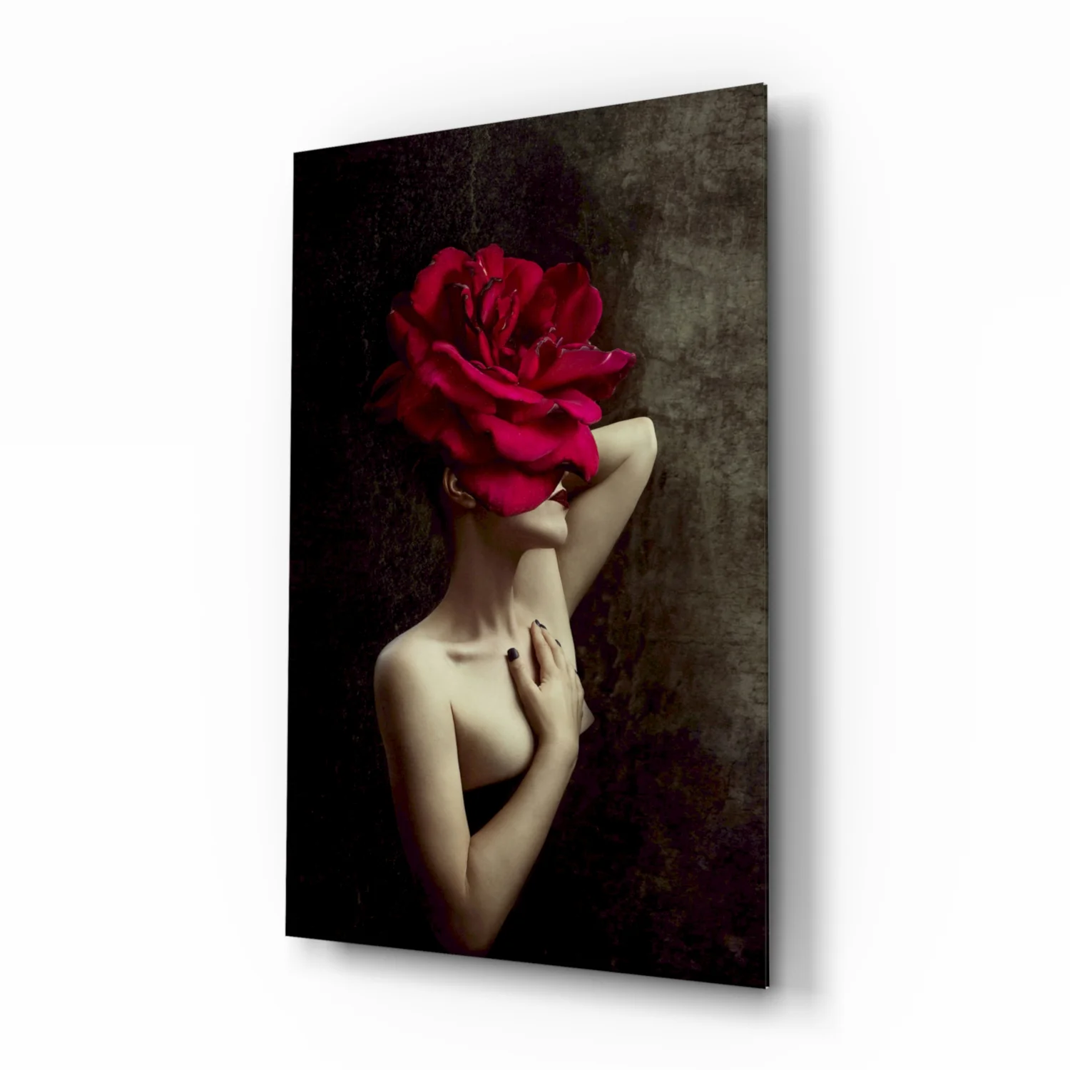 Rose And Woman Glass Wall Art - Image 2