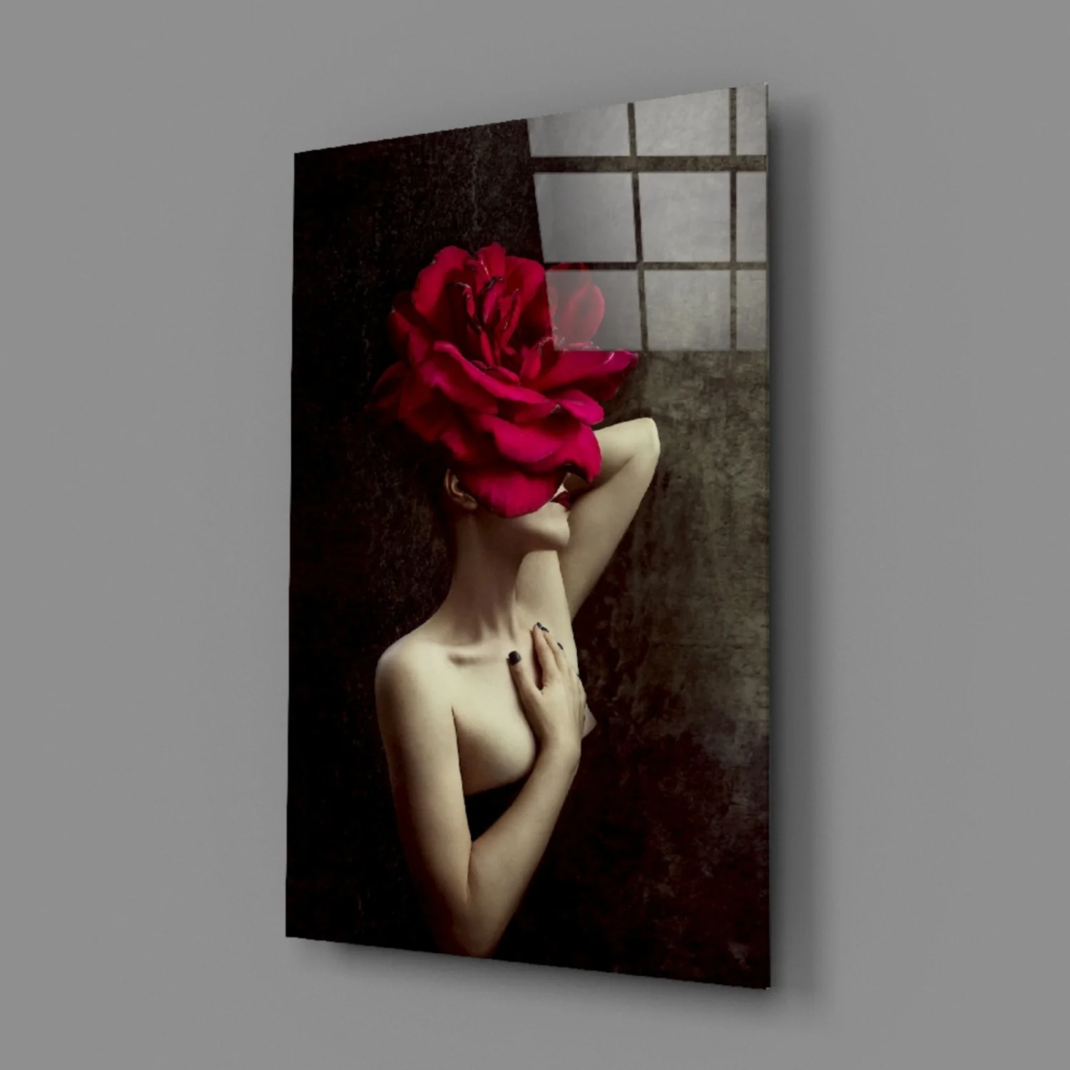 Rose And Woman Glass Wall Art - Image 3