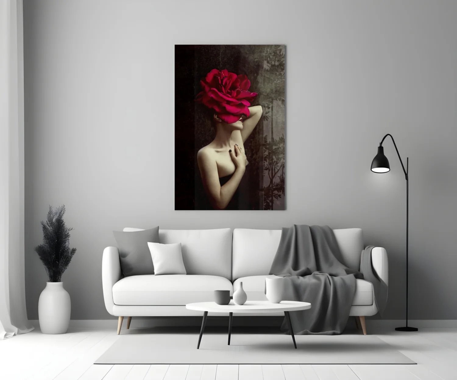 Rose And Woman Glass Wall Art - Image 4