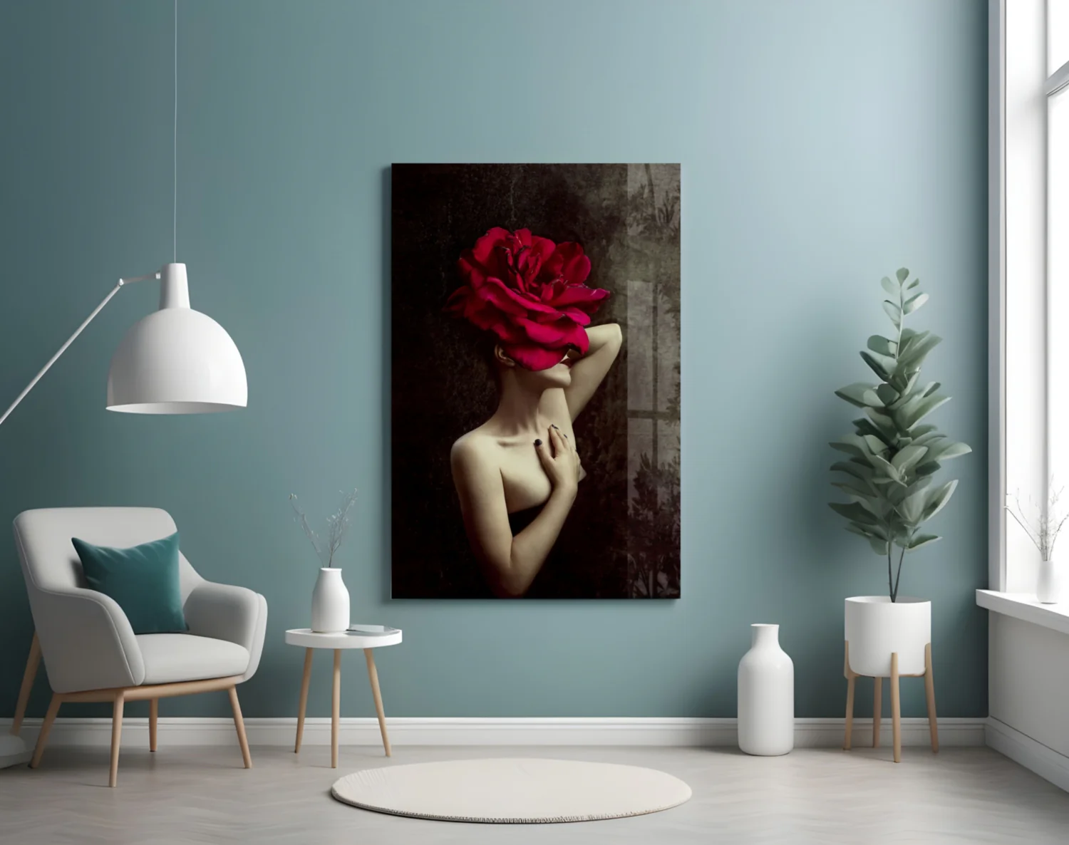 Rose And Woman Glass Wall Art - Image 5