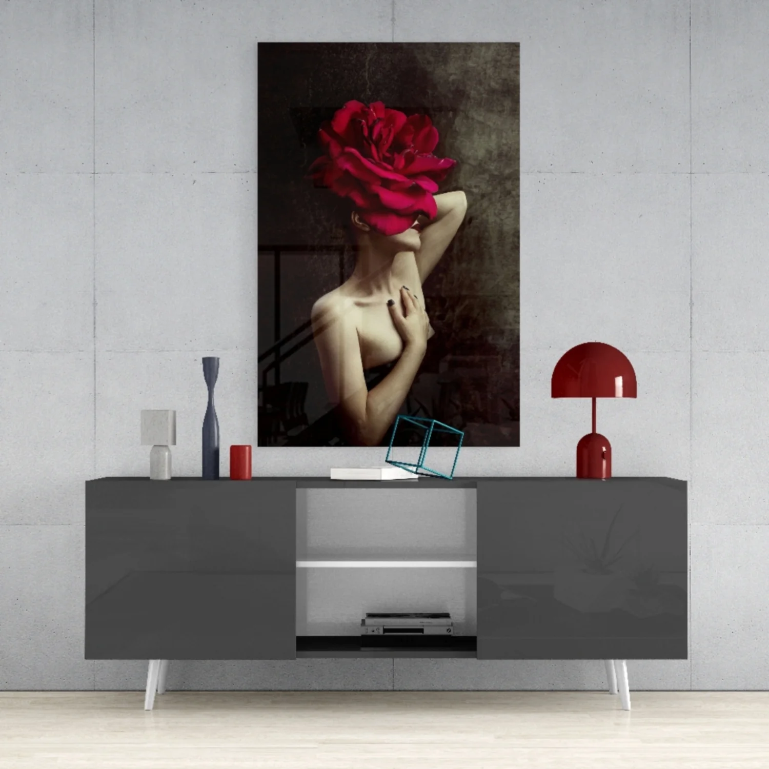Rose And Woman Glass Wall Art - Image 9