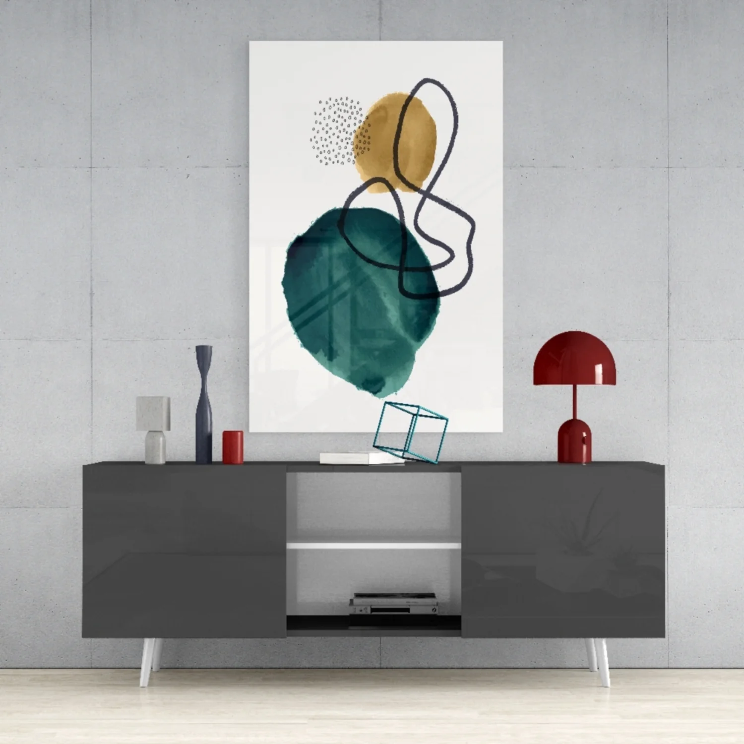 Abstract Shapes Glass Wall Art - Image 9