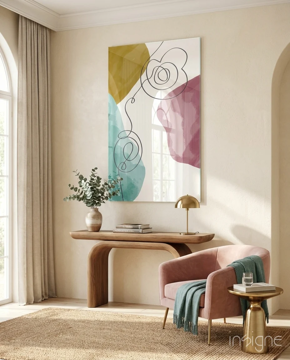 Abstract Shapes Glass Wall Art