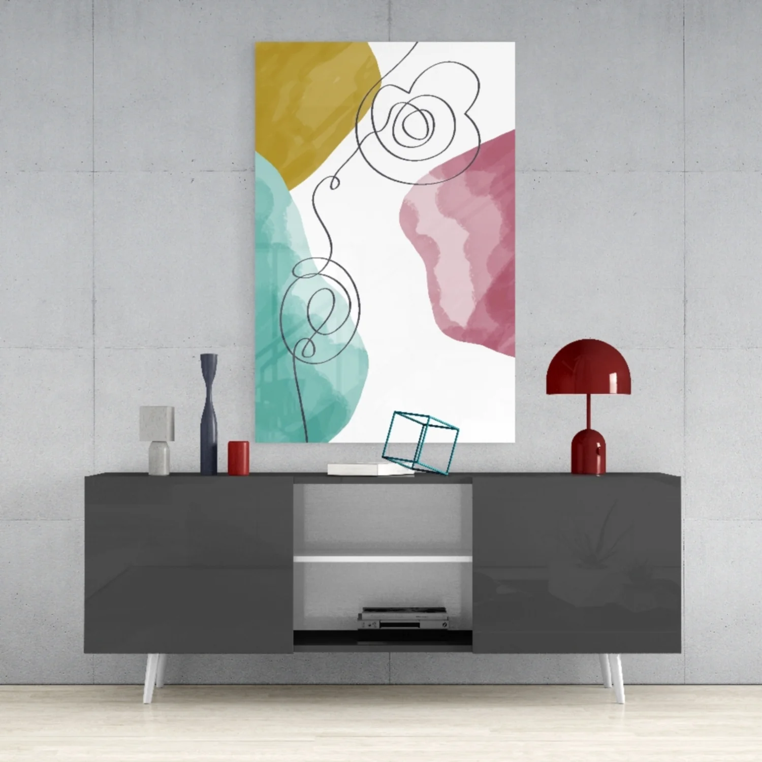 Abstract Shapes Glass Wall Art - Image 9