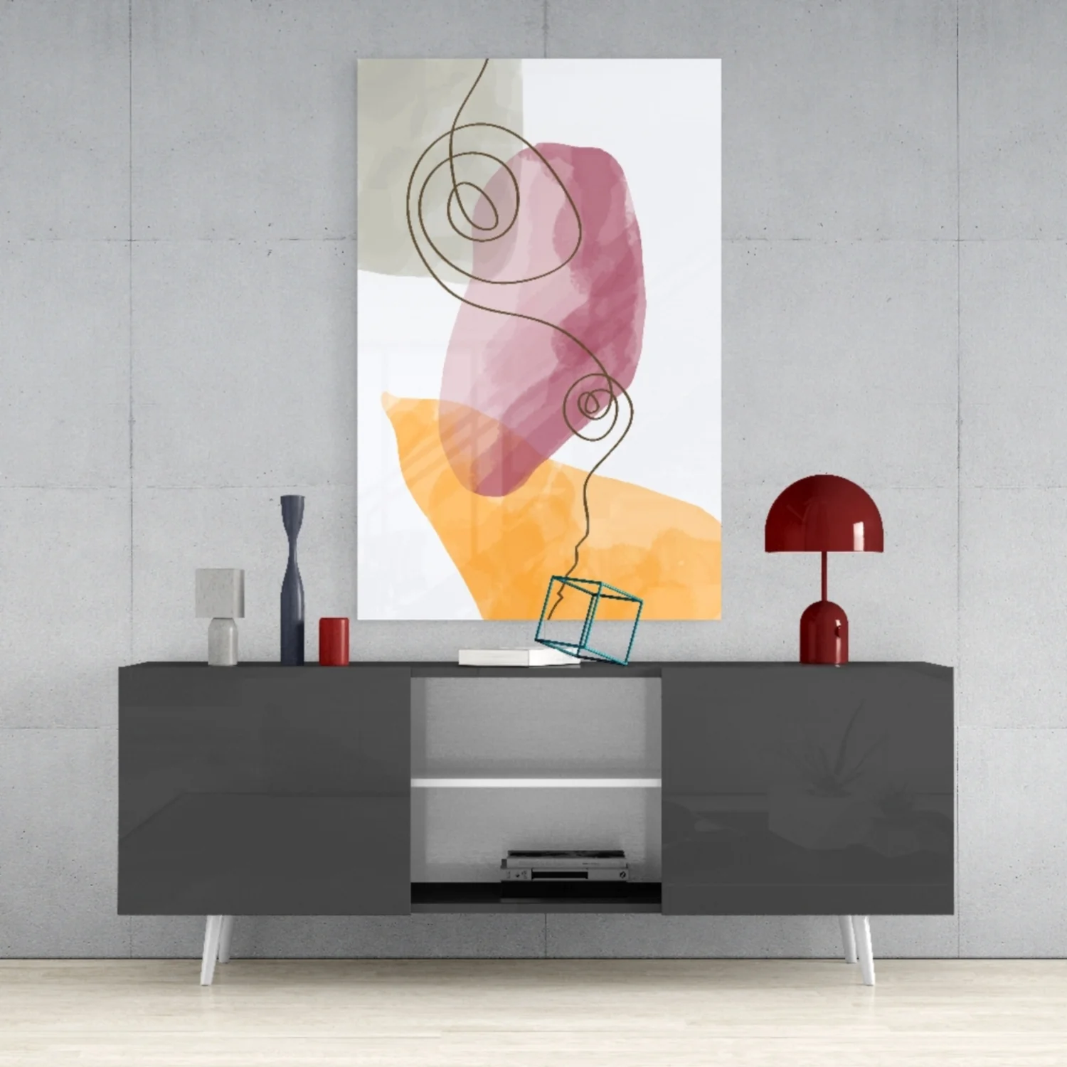 Abstract Shapes Glass Wall Art - Image 9