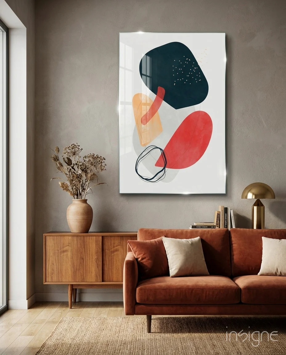 Abstract Shapes Glass Wall Art - Image 2