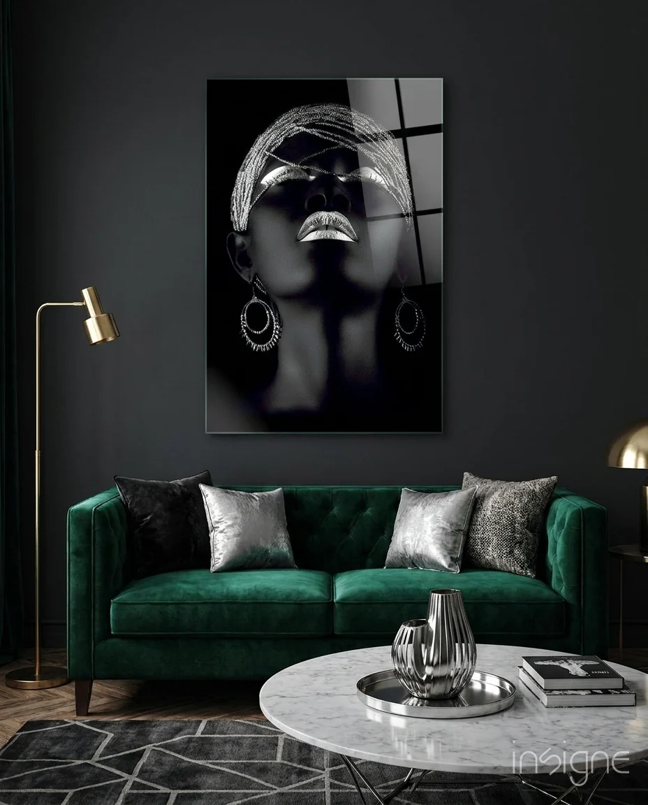 Silver Woman Glass Wall Art
