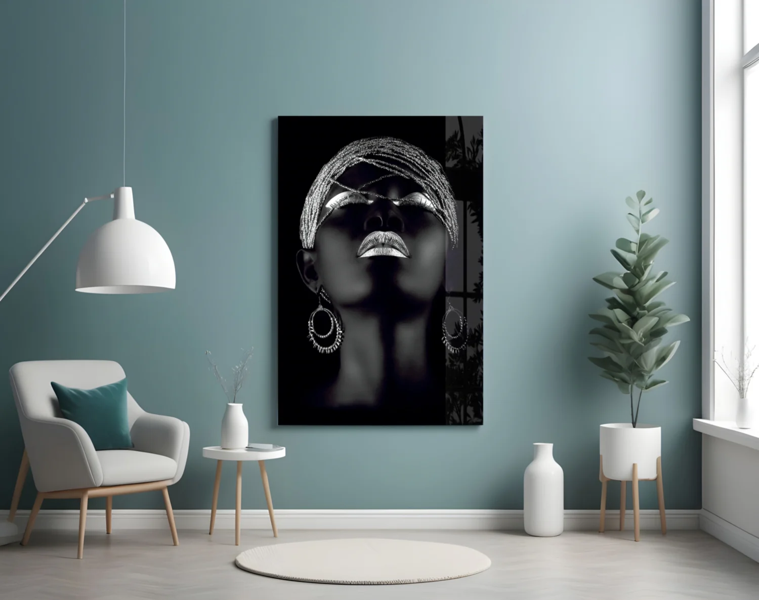 Silver Woman Glass Wall Art - Image 5
