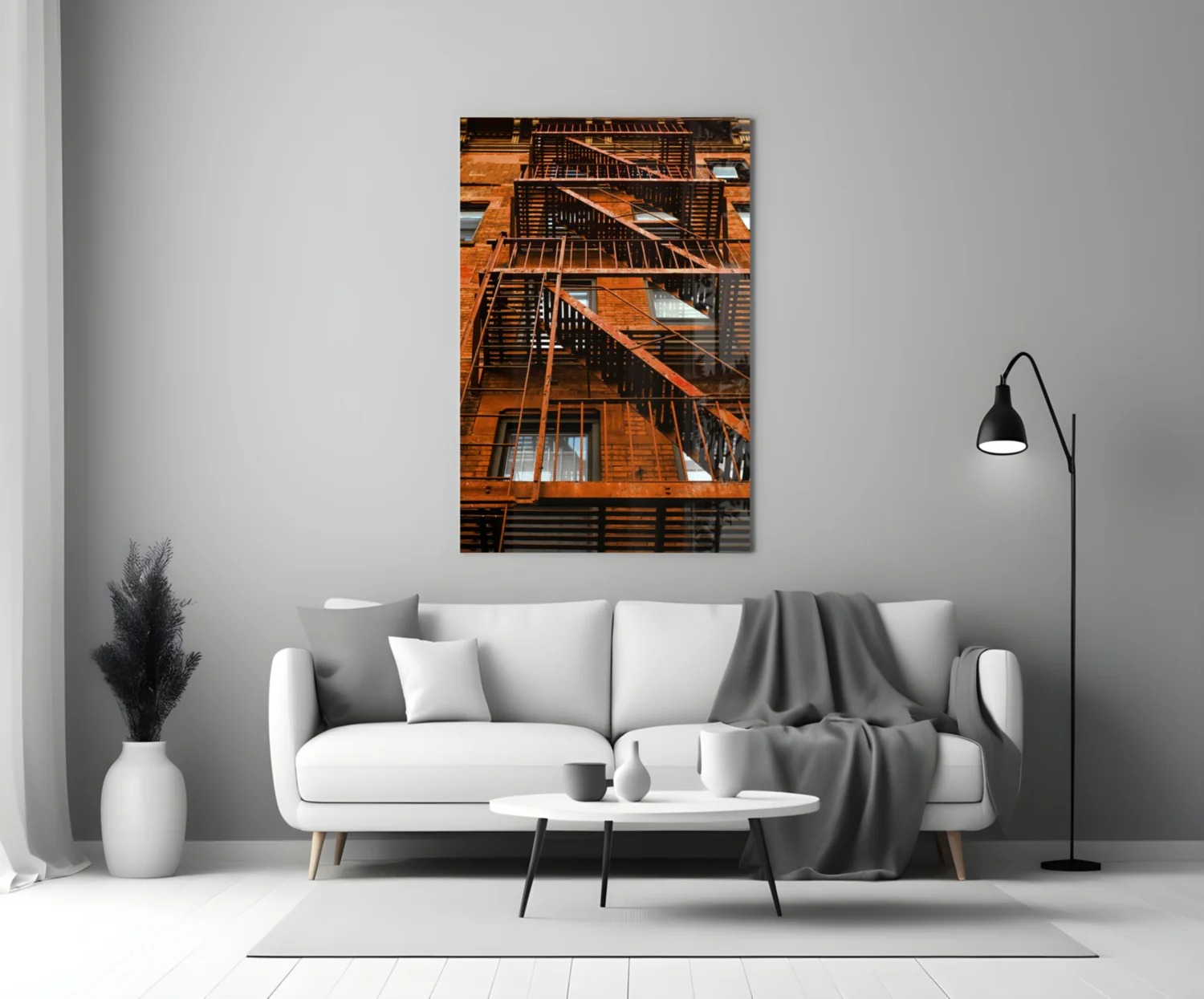 Orange Stairs Glass Wall Art - Image 4