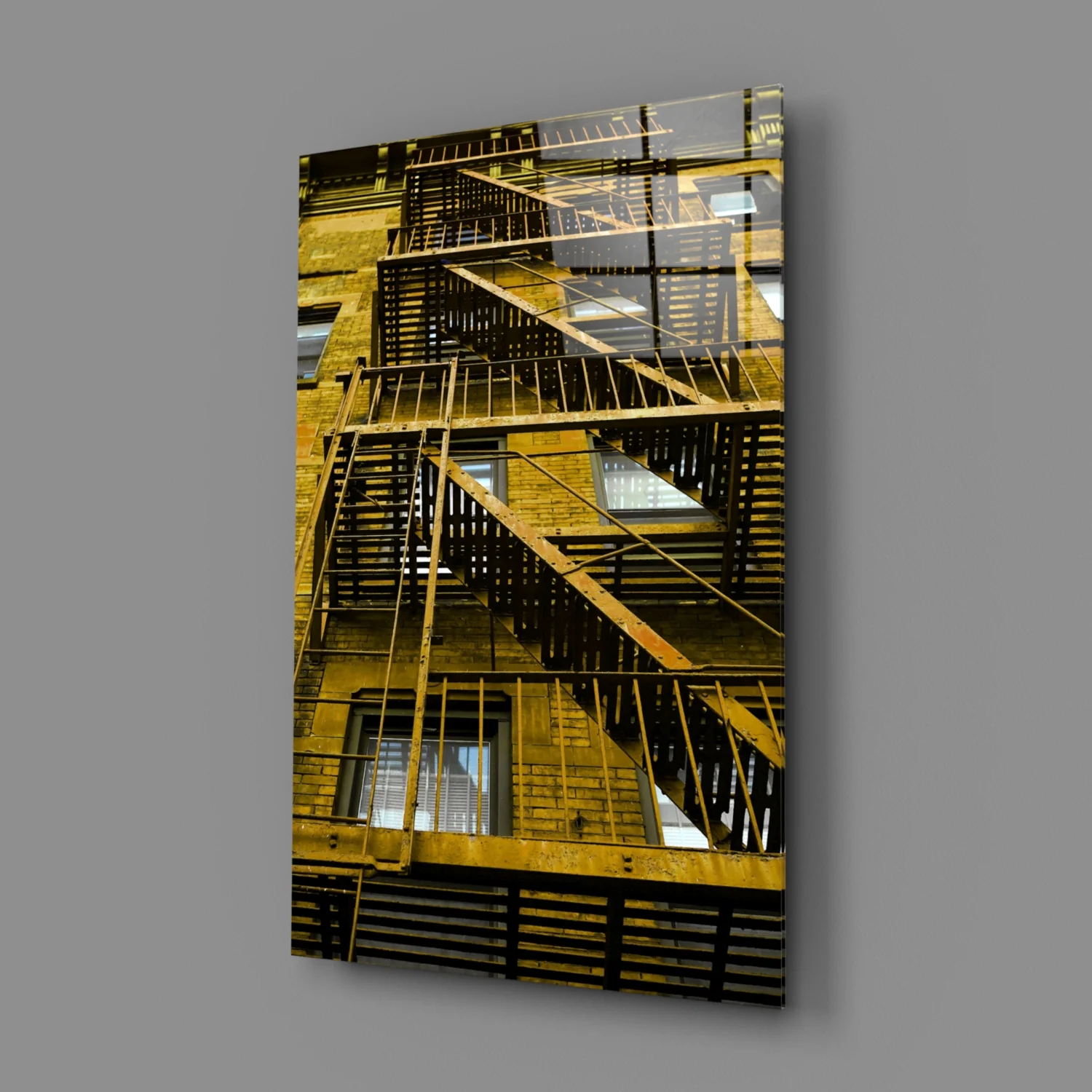 Yellow Stairs Glass Wall Art - Image 3